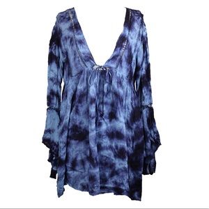 Raviya blue tie dye swim cover up.